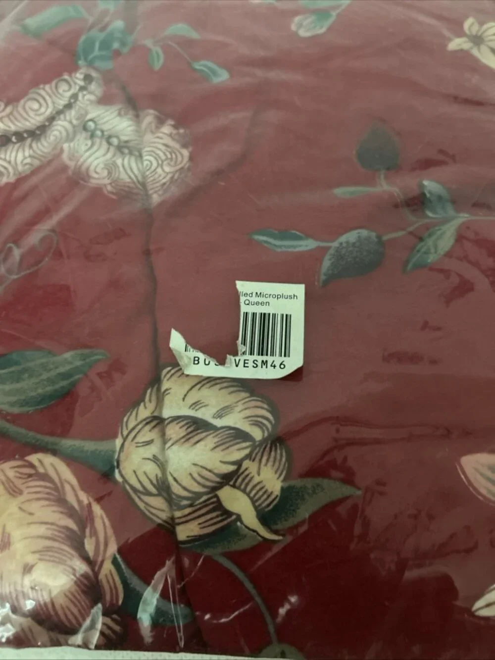 2009 Pinzon Comforter Queen Microplush Red Floral Reversible Bedding